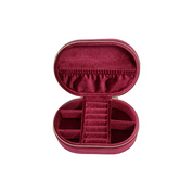 Burgundy Oval Jewellery Box/Travel case