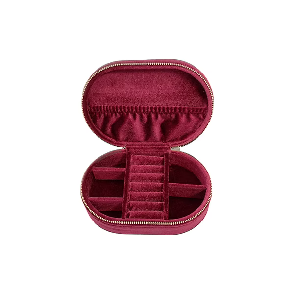 Burgundy Oval Jewellery Box/Travel case