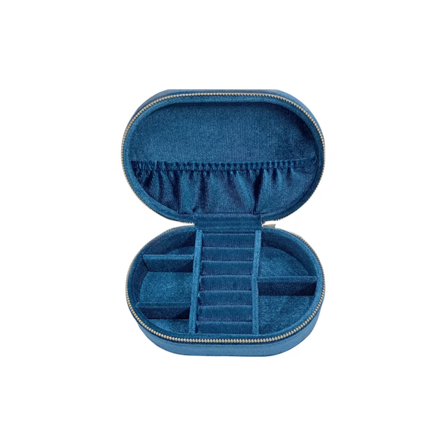 Cora Blue Oval Jewellery Box/Travel case
