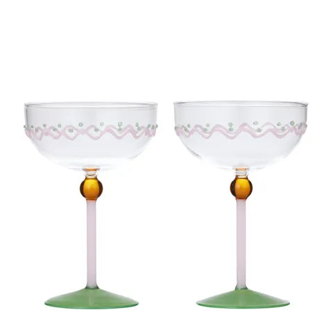 Mexicola Coupe Glasses - Set of 2, Green