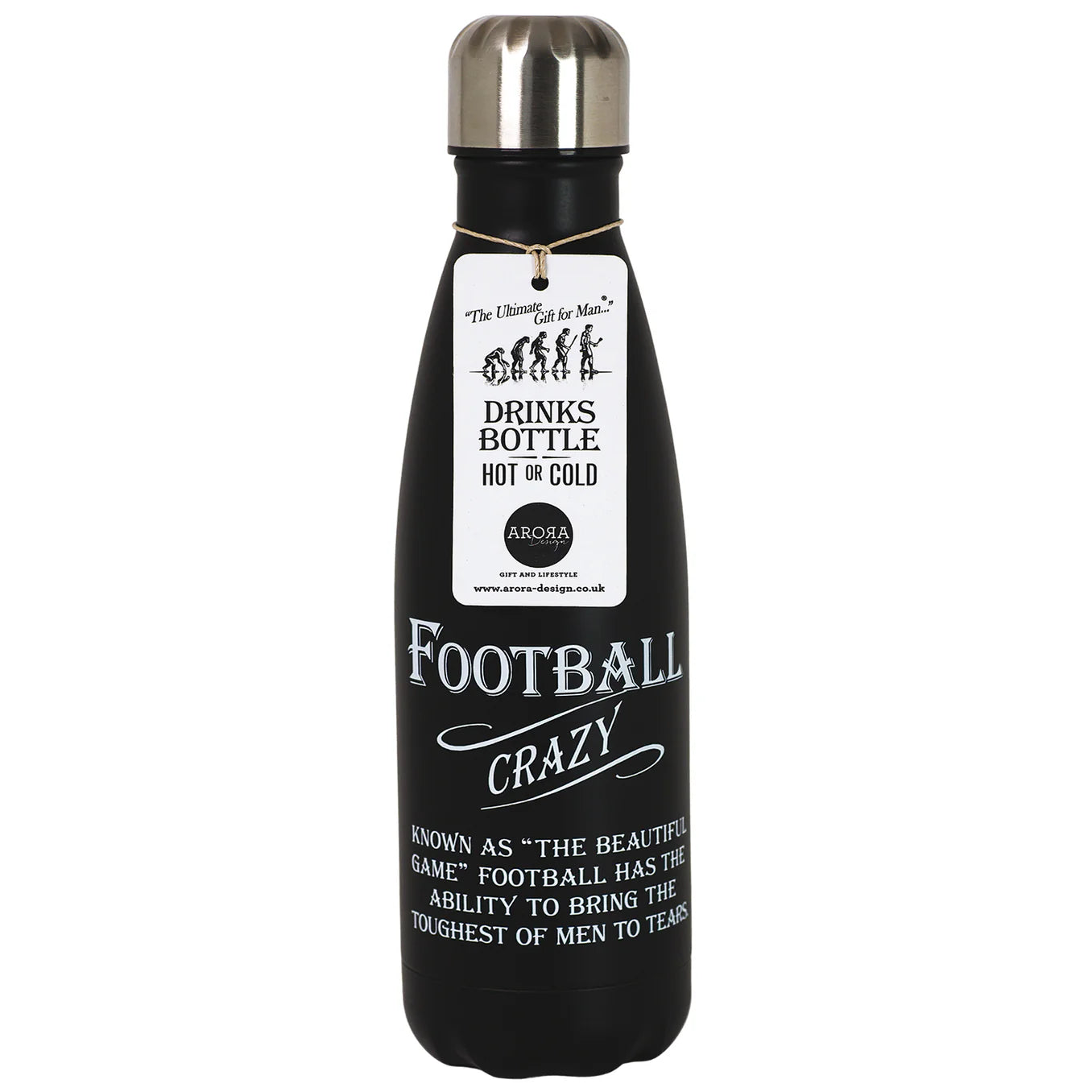 Football Crazy Drinks Bottle, insulated stainless steel water bottle for hot or cold drinks, black reusable sports bottle gift for football fans