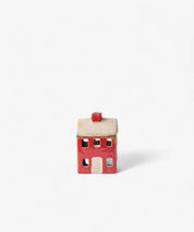 French Country Alsace Petite Tea Light Chalet in red with cream roof and chimney, front view