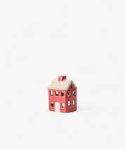 French Country Alsace Petite Tea Light Chalet in red with cream roof, angled side view