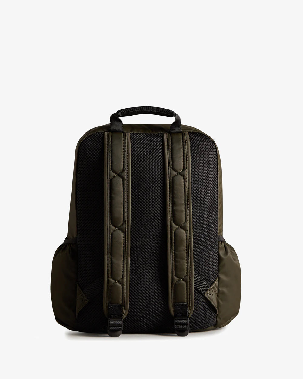 Back view of Hunter Nylon Large Backpack in Dark Olive with padded straps