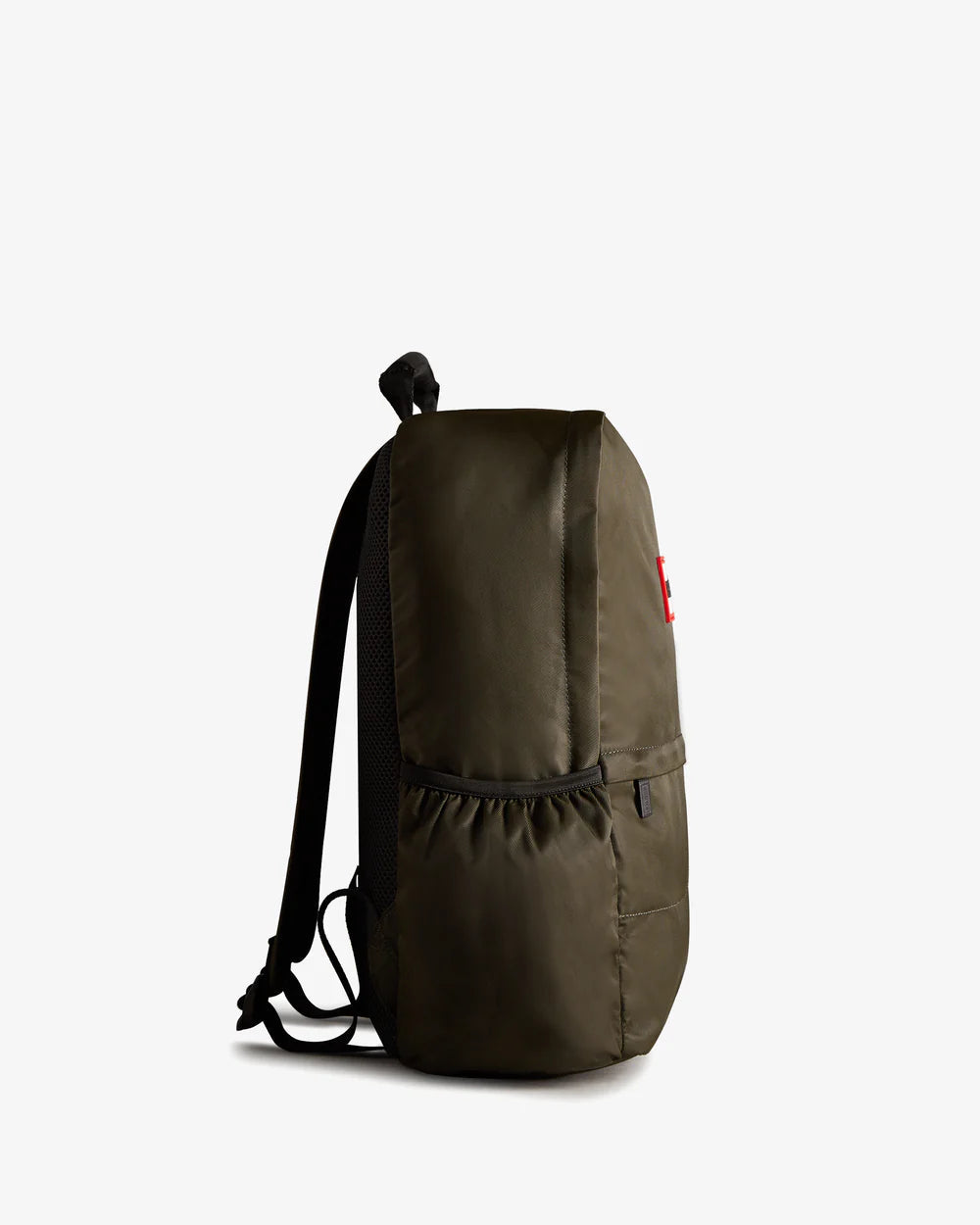 Side view of Hunter Nylon Large Backpack in Dark Olive
