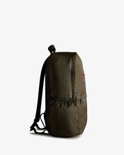 Side view of Hunter Nylon Large Backpack in Dark Olive