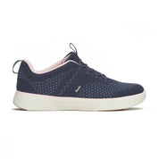 Keds BlissWalk Alt Eng Knit Navy Pink women’s slip on sneakers lightweight engineered knit upper with fixed laces breathable mesh lining cushioned BlissFoam Tech footbed antimicrobial removable insole and flexible rubber outsole washable casual comfort shoes