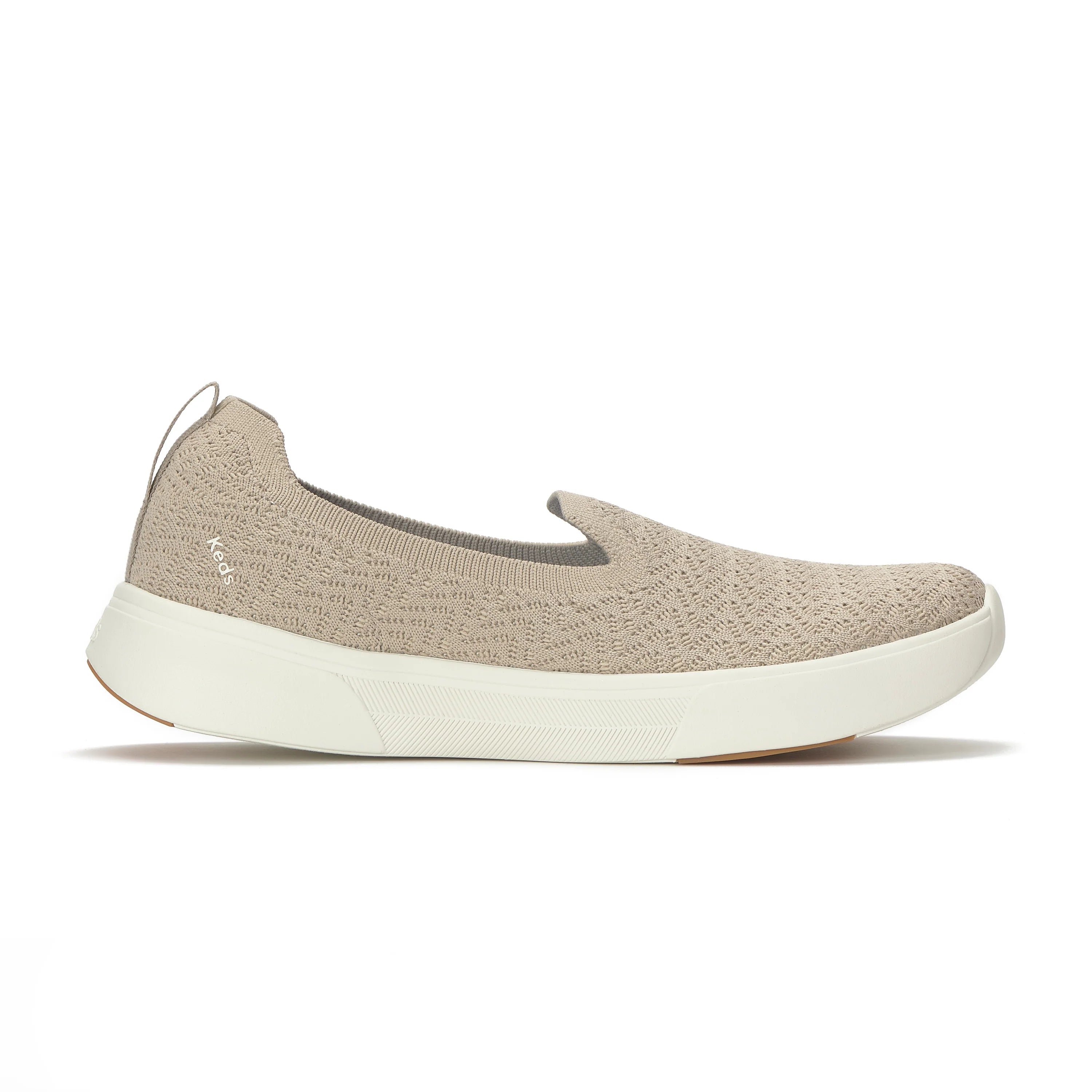 KEDS BlissWalk loafer eng knit taupe side view