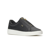 KEDS Pursuit zip leather sneakers in black angled view