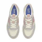 Keds The Court II leather suede grey mauve sneakers top view pair lace up design cushioned insoles breathable lining casual lifestyle footwear