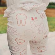 Kynd Baby Miffy Frill Legging Pink close up back view organic cotton toddler leggings frill waistband elastic waist comfortable cute Miffy bunny print baby clothing
