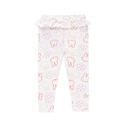 Kynd Baby Miffy Frill Legging Pink toddler leggings soft organic cotton jersey full length with elastic waist cute bunny and flower print everyday playwear