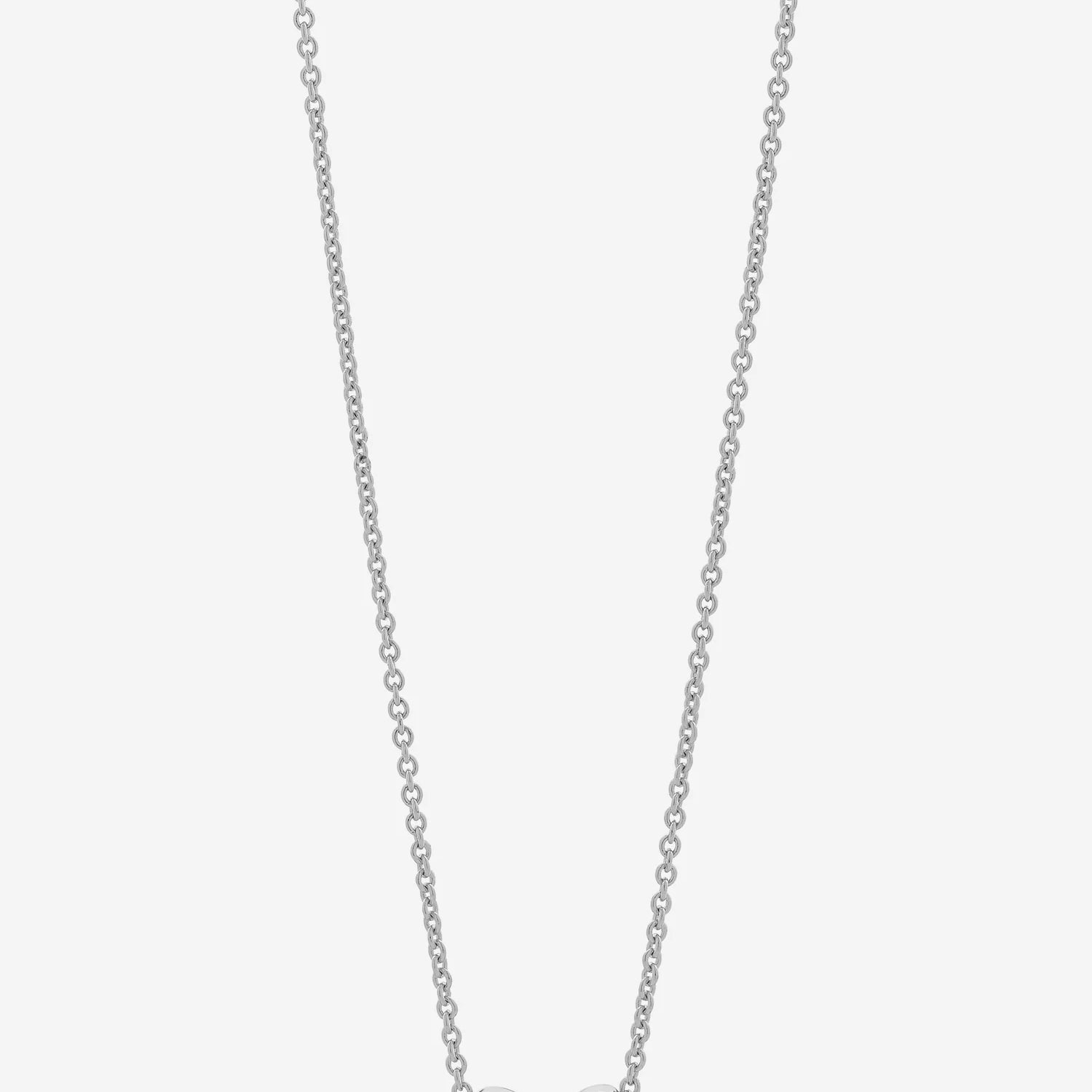 LIBERTE Mariel Silver Heart Necklace, delicate fine chain necklace with polished silver heart pendant, product close-up