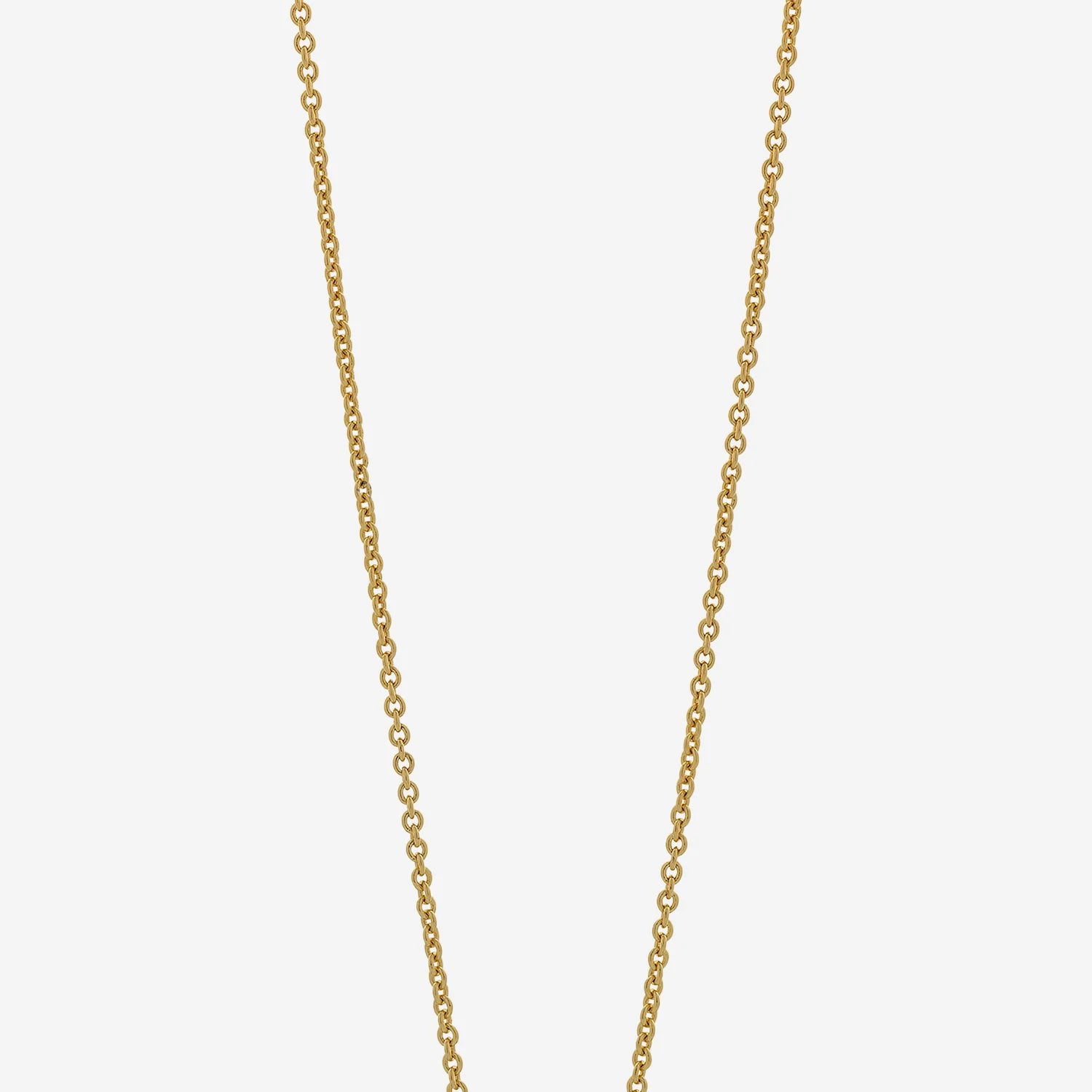 Close-up of the LIBERTE Mariel Soft Gold Heart Necklace featuring a delicate gold chain with a soft, rounded gold heart pendant.