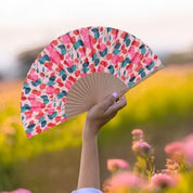 Fisura Hand Fan - Pink & Red Poppies