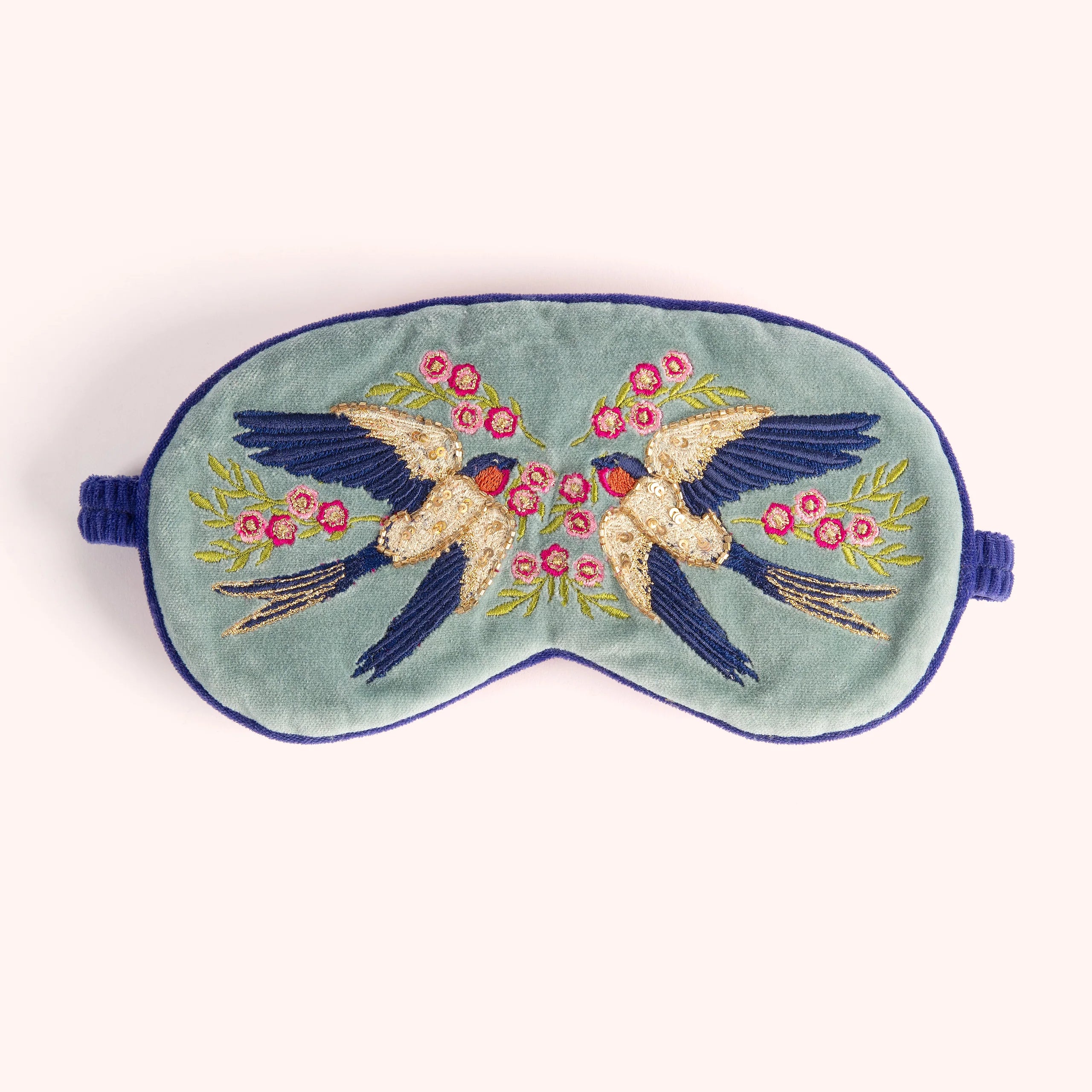 POWDER velvet eye mask with embroidered design