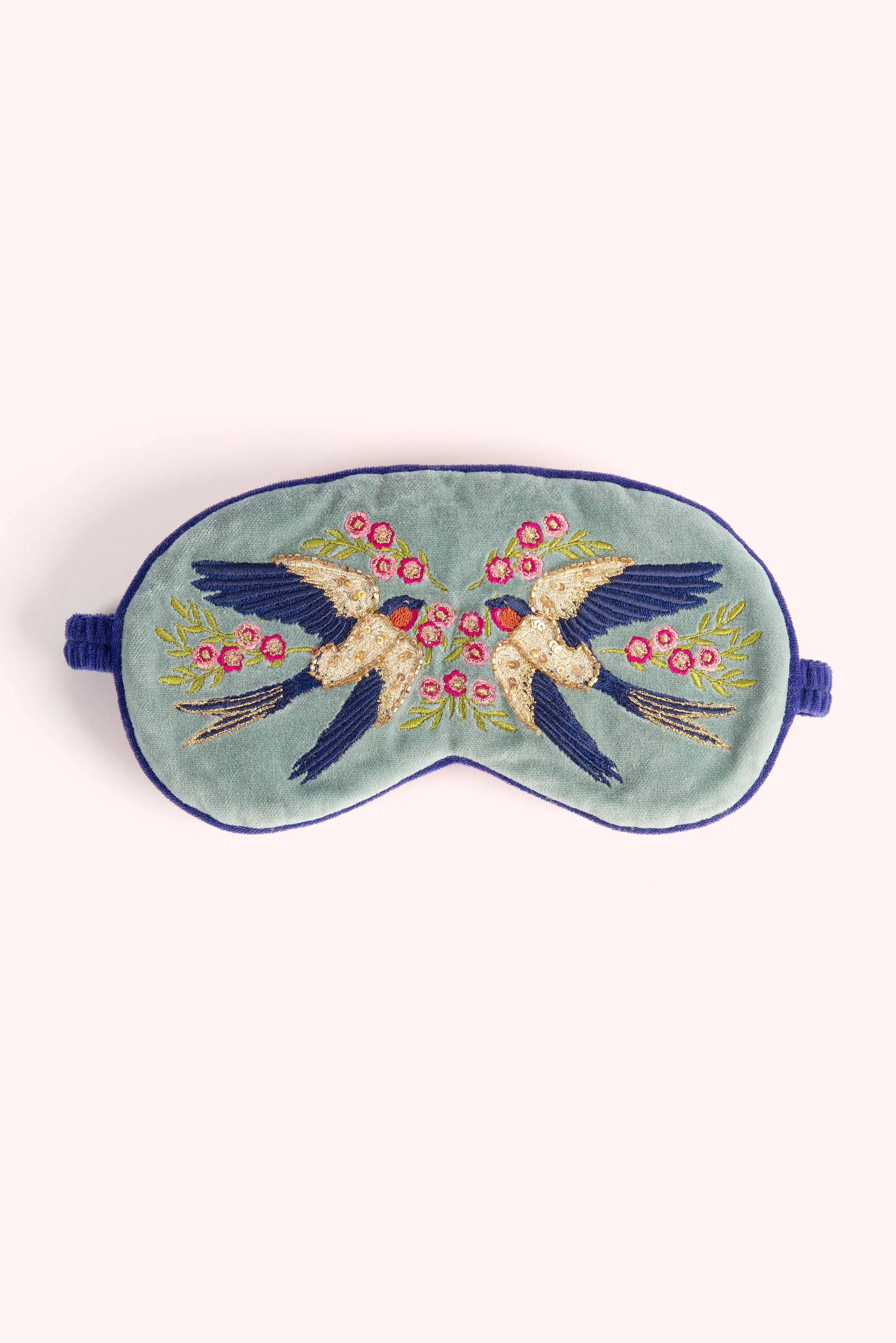 POWDER velvet eye mask with embroidered design