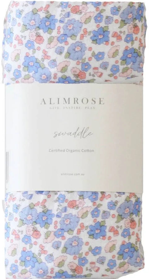 ALIMROSE Muslin Swaddle Certified Cotton Organic Liberty Blue