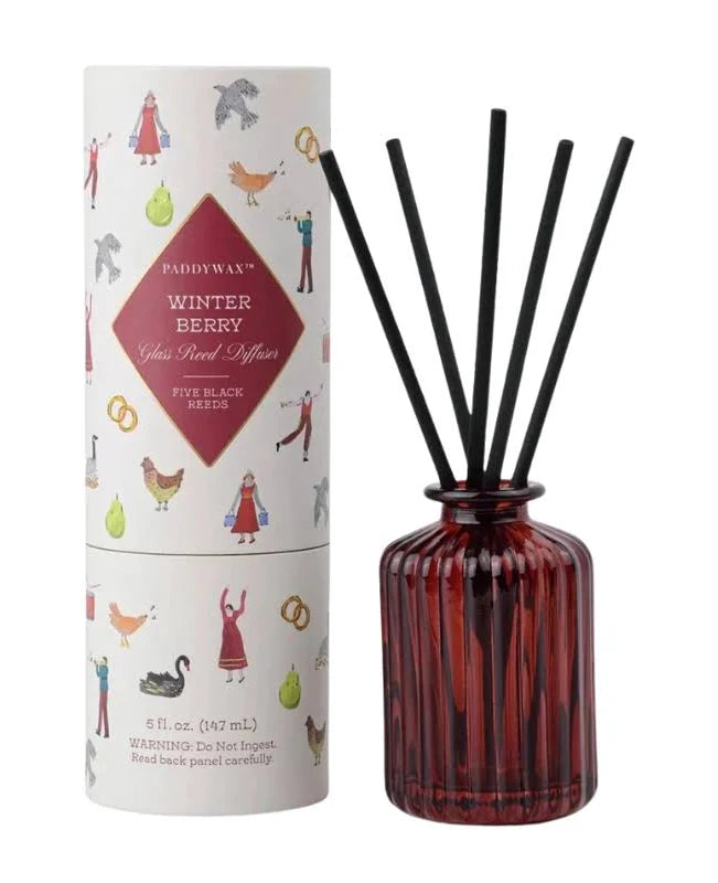 Holiday Ribbed Glass Diffuser - Winter Berry
