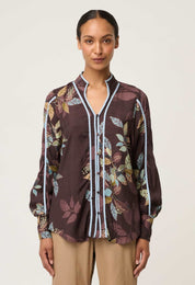 Once Was Asher Contrast Trim Viscose Faille Shirt