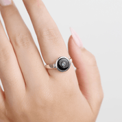 VON TRESKOW Round Black Onyx and Blue Topaz Ring