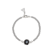 VON TRESKOW Ball Bracelet with Clasp and Round Black Onyx and Blue Topaz Pendant