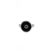 VON TRESKOW Round Black Onyx and Blue Topaz Ring