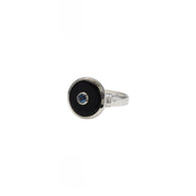 VON TRESKOW Round Black Onyx and Blue Topaz Ring